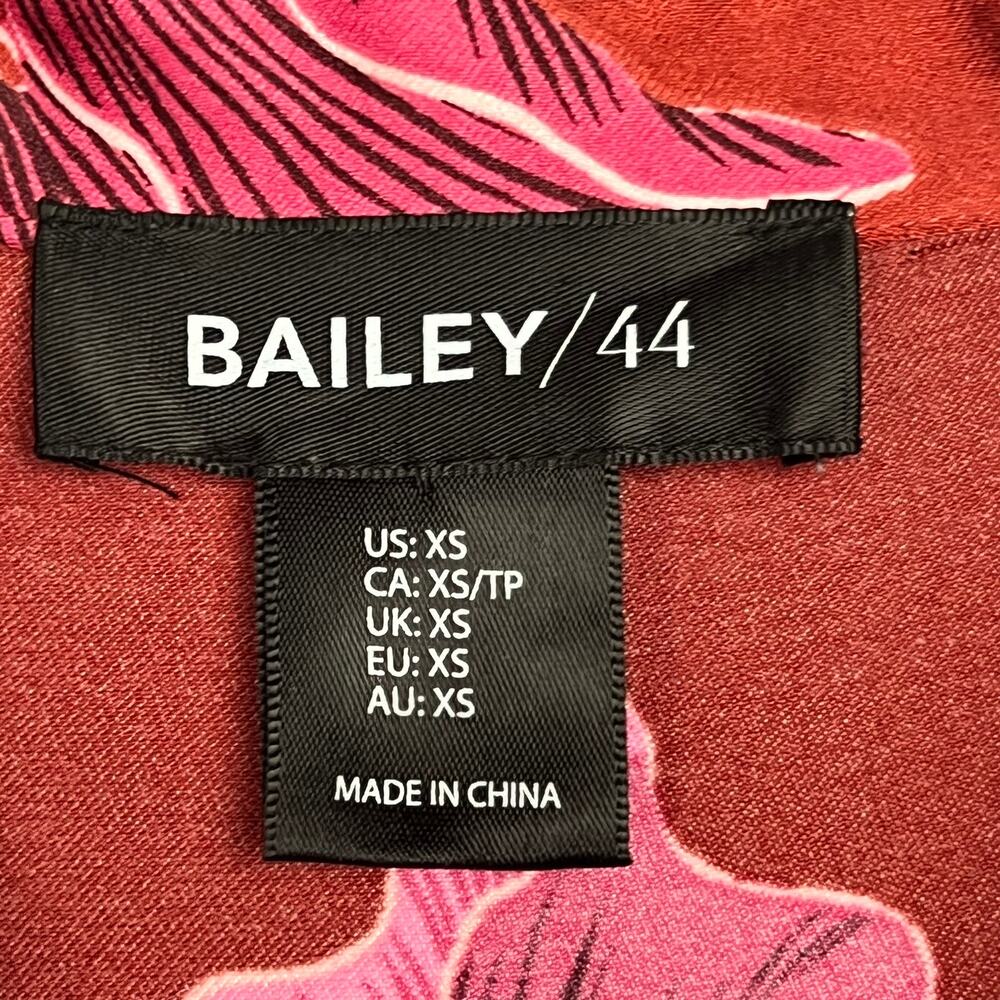 Bailey 44 Women's Size XS Satin Red Pink Floral Button-Up Long Sleeve Blouse Top - Picture 8 of 9